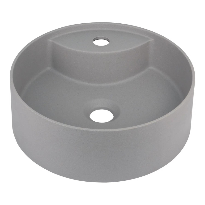 Deante CQS_SU4B - ant stalviršio montuojamas praustuvas SILIA Ø 36 cm, granitas / metalinė pilka