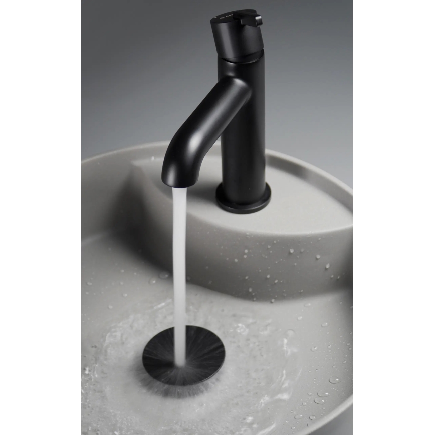Deante CQS_SU4B - ant stalviršio montuojamas praustuvas SILIA Ø 36 cm, granitas / metalinė pilka