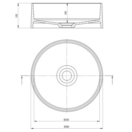 Deante CQS_SU4S - SILIA praustuvas ant stalviršio, Ø 36 cm, granito / metalinės pilkos spalvos