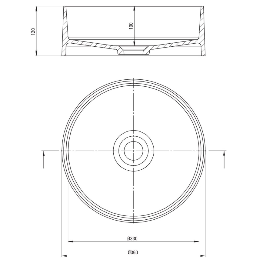 Deante CQS_SU4S - SILIA praustuvas ant stalviršio, Ø 36 cm, granito / metalinės pilkos spalvos