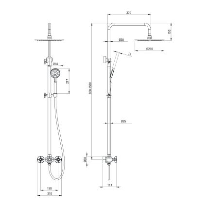 Deante NAC_N4QT - Dušo komplektas su TEMISTO maišytuvu, juodas