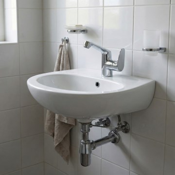 Deante - Pakabinamas praustuvas JASMIN 45,7x36,4 + praustuvo maišytuvas LEMON