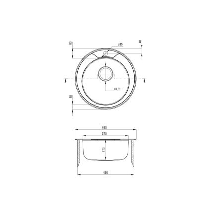 Deante ZHC_0813 - Virtuvės kriauklė TWIST diametras 49 cm satinas