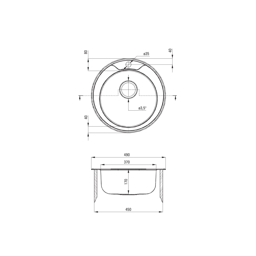 Deante ZHC_0813 - Virtuvės kriauklė TWIST diametras 49 cm satinas