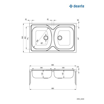 Deante ZM5_0200 - Virtuvinė plautuvė TANGO 50x80 cm satinuota