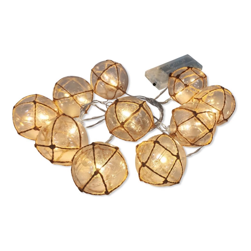 Dekoratyvinė LED grandinė AHNE 10xLED/2xAA 2,1 m šilta balta