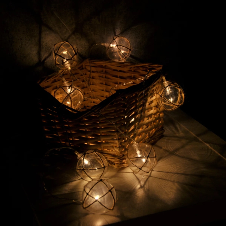 Dekoratyvinė LED grandinė AHNE 10xLED/2xAA 2,1 m šilta balta