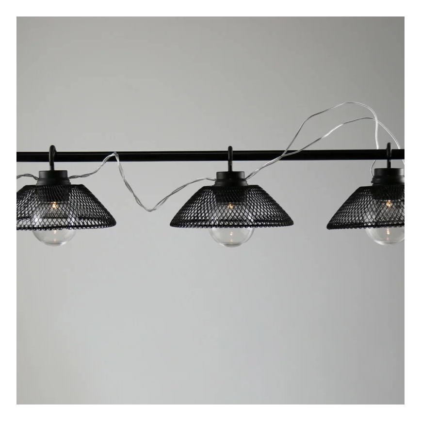 Dekoratyvinė LED grandinė ASTRA 10xLED/2xAA 2,1 m juoda