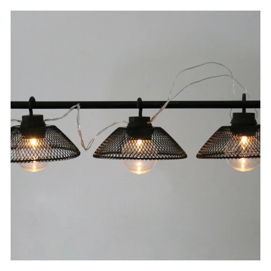 Dekoratyvinė LED grandinė ASTRA 10xLED/2xAA 2,1 m juoda