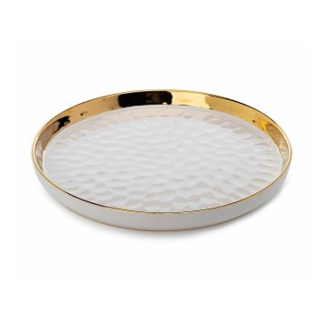 Dekoratyvinis padėklas LIJA 26 cm kreminis/auksinis