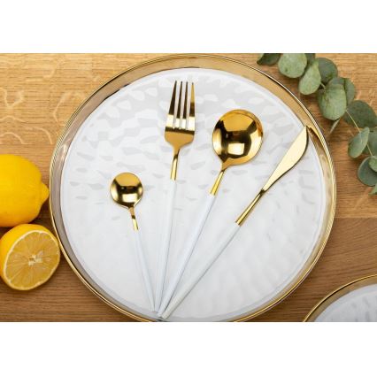 Dekoratyvinis padėklas LIJA 26 cm kreminis/auksinis