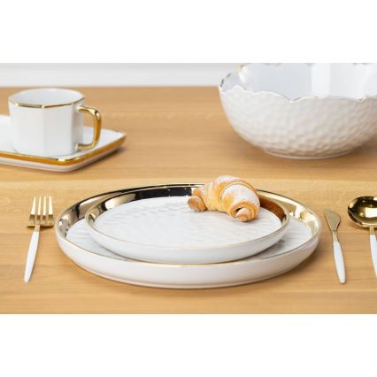 Dekoratyvinis padėklas LIJA 26 cm kreminis/auksinis