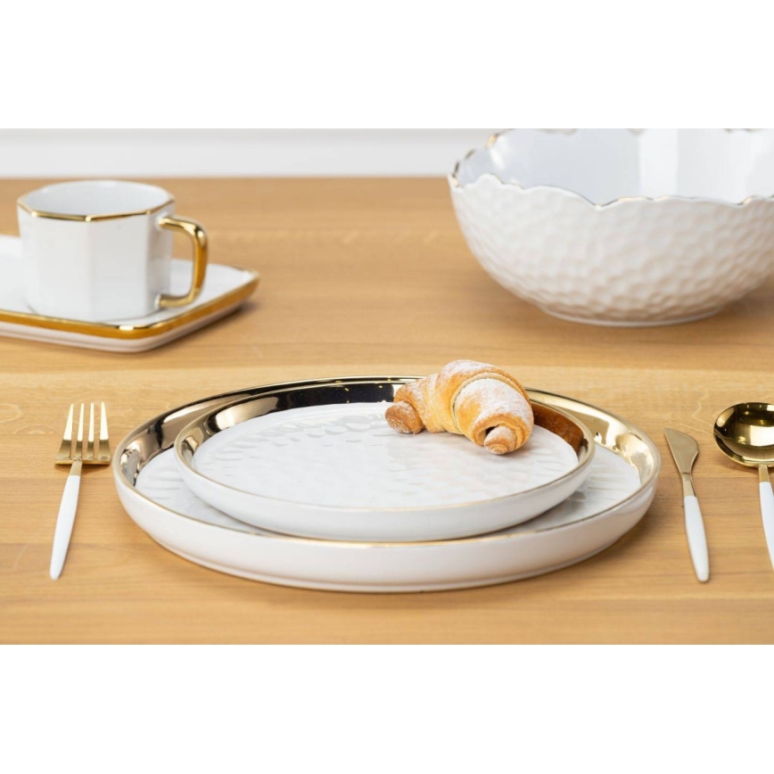Dekoratyvinis padėklas LIJA 26 cm kreminis/auksinis