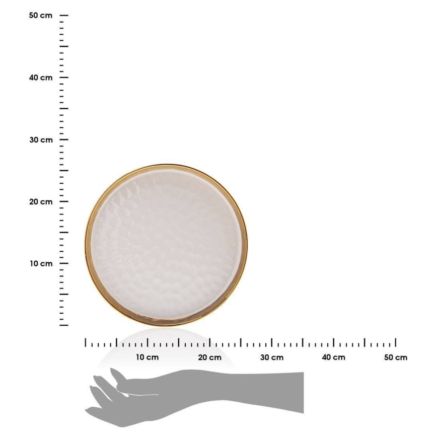 Dekoratyvinis padėklas LIJA 26 cm kreminis/auksinis