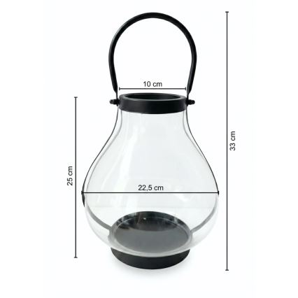 Dekoratyvinis žibintas GLASSY 25 cm juodas