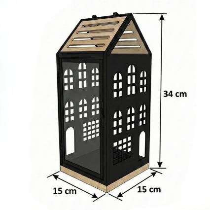 Dekoratyvinis žibintas HOME 34,5 cm juodas/smėlio spalvos
