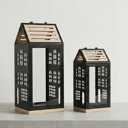 Dekoratyvinis žibintas HOME 47,5 cm juodas/smėlinis