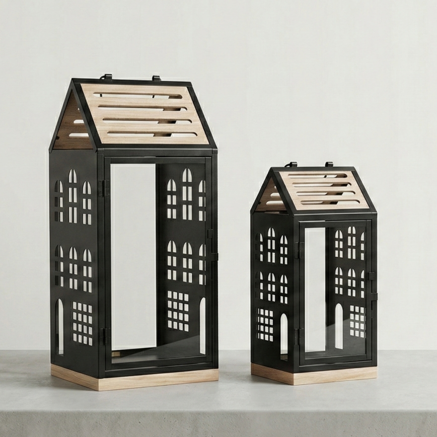 Dekoratyvinis žibintas HOME 47,5 cm juodas/smėlinis