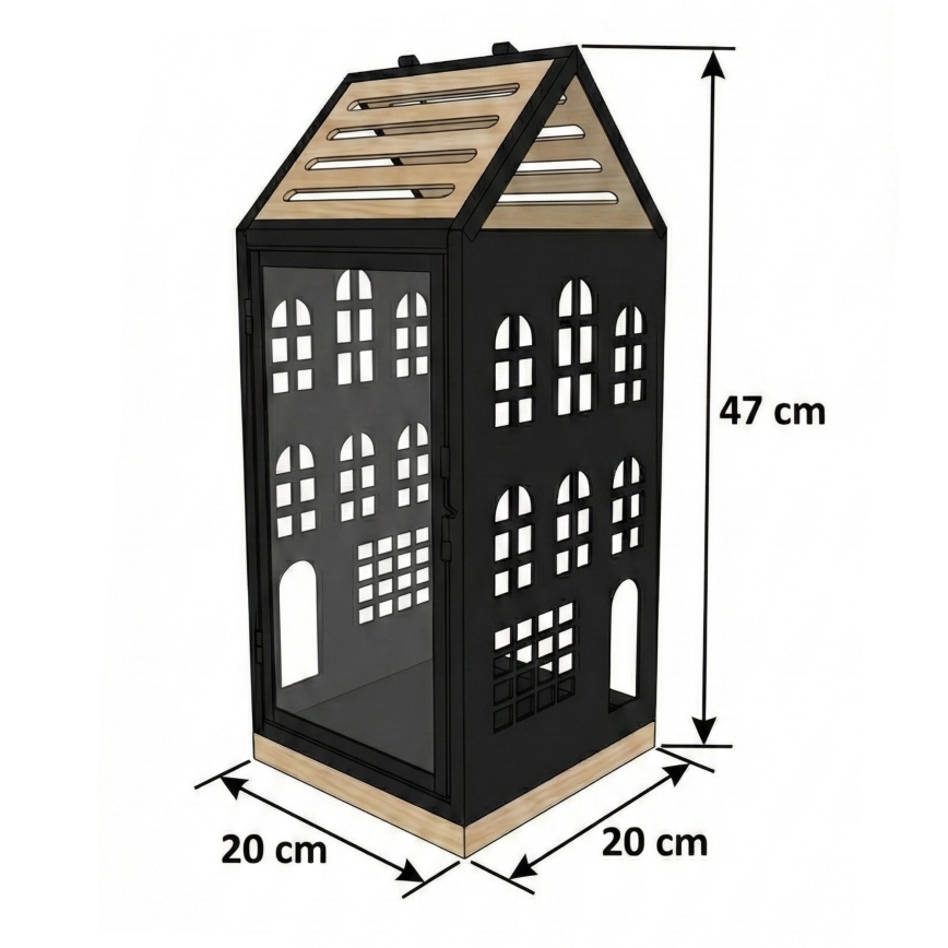 Dekoratyvinis žibintas HOME 47,5 cm juodas/smėlinis