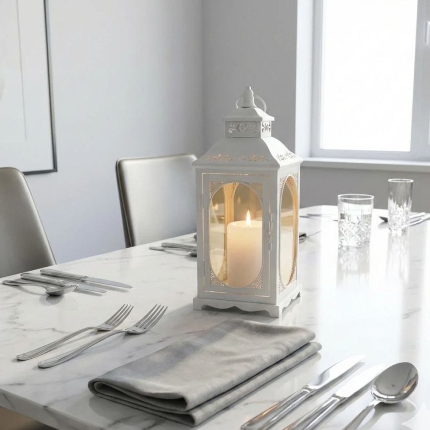 Dekoratyvinis žibintas ROSEHILL 27,5 cm baltas