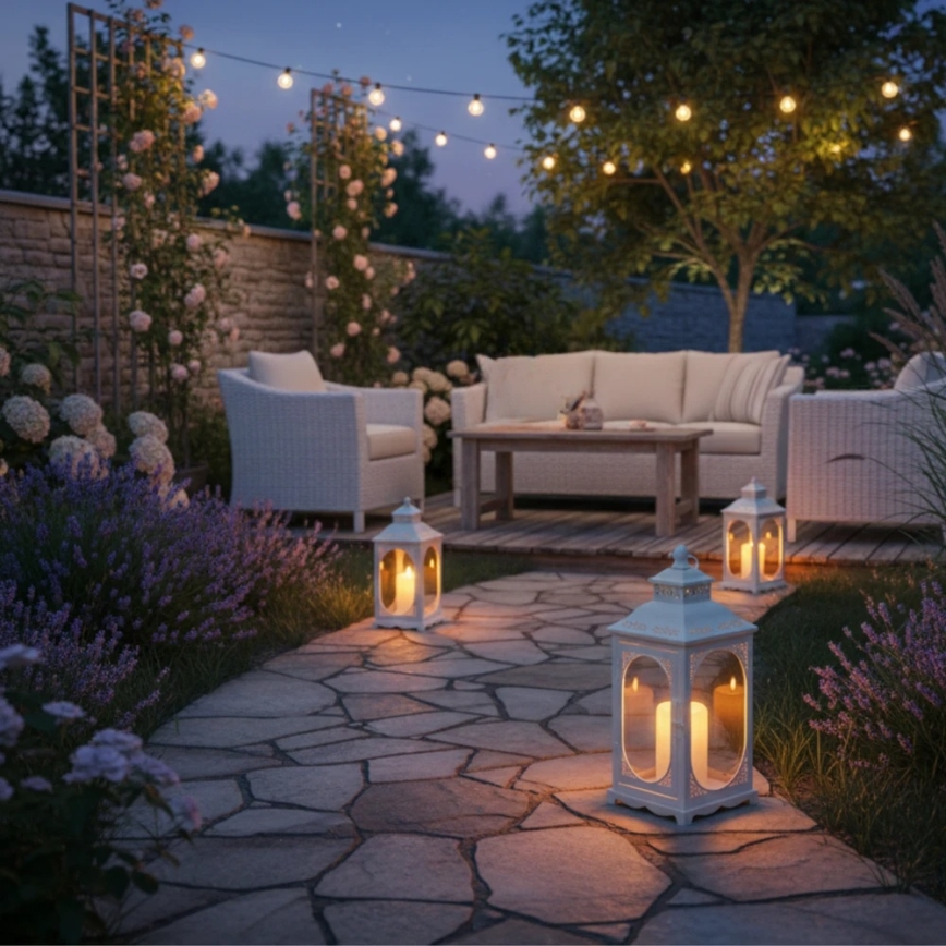 Dekoratyvinis žibintas ROSEHILL 27,5 cm baltas