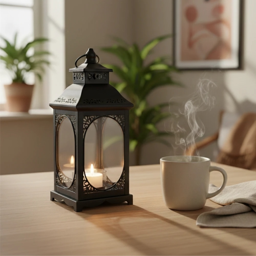 Dekoratyvinis žibintas ROSEHILL, 27,5 cm, juodas