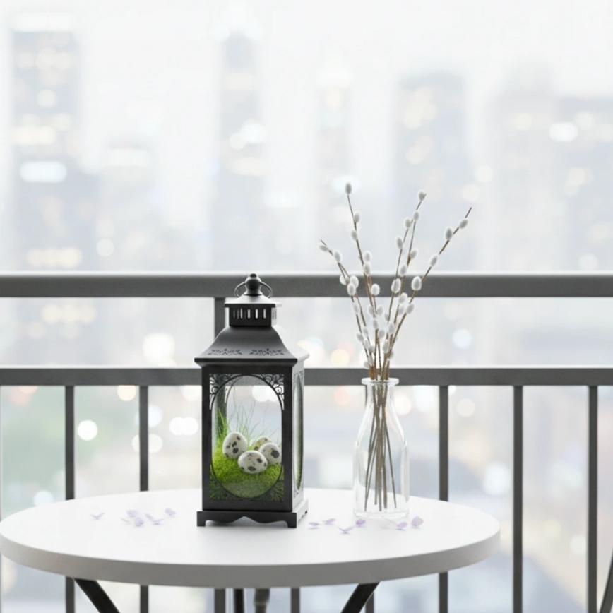 Dekoratyvinis žibintas ROSEHILL, 27,5 cm, juodas