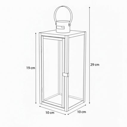 Dekoratyvinis žibintas TOWER 29 cm, blizgus chromas