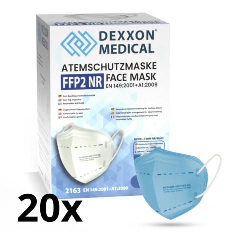 DEXXON MEDICAL Respiratorius FFP2 NR Gėla mėlyna 20vnt