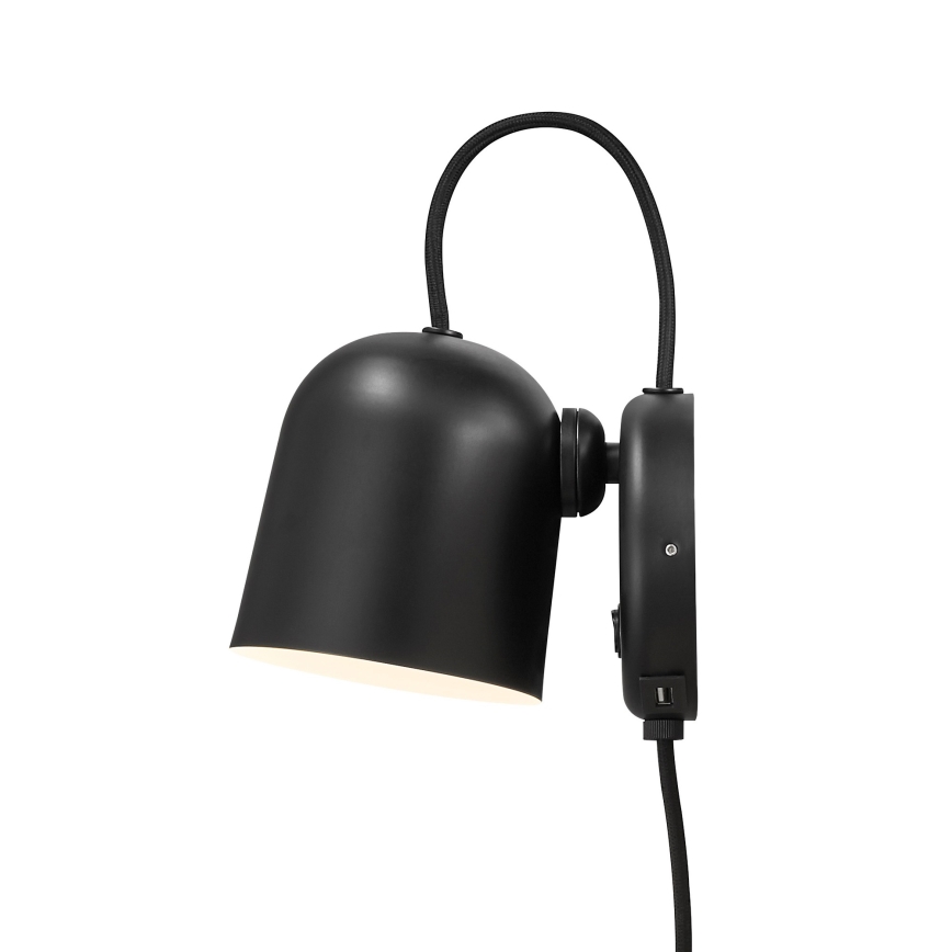 DFTP by Nordlux - Sieninis akcentinis šviestuvas Su USB port ANGLE 1xGU10/25W/230V juoda