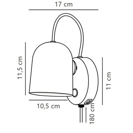 DFTP by Nordlux - Sieninis akcentinis šviestuvas Su USB port ANGLE 1xGU10/25W/230V juoda