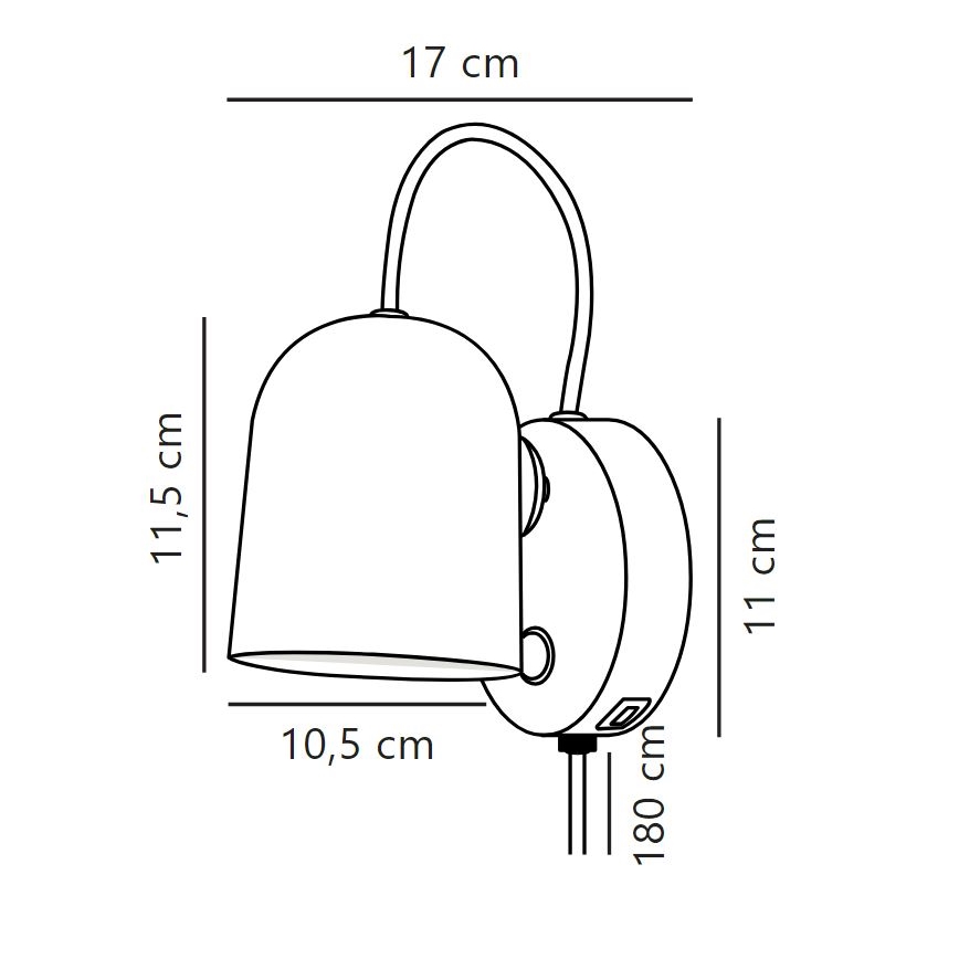 DFTP by Nordlux - Sieninis akcentinis šviestuvas Su USB port ANGLE 1xGU10/25W/230V juoda