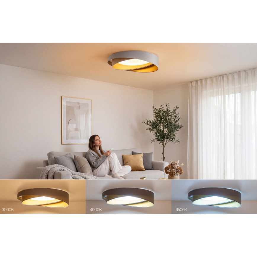Reguliuojamas LED lubinis šviestuvas SMART GALAXY MODERN LED/24W/230V 3000-6500K Ø 55 cm pilka/auksinė + nuotolinis valdymas
