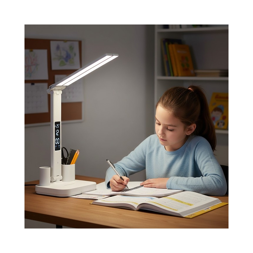 LED reguliuojamo ryškumo įkraunama stalinė lempa NOBLITE P LED/5W/5V 3000/4000/6000K 2200 mAh balta