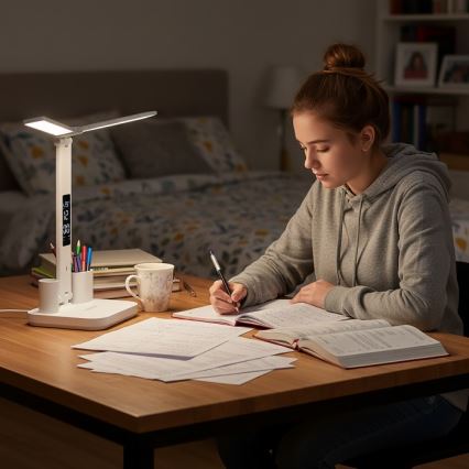LED reguliuojamo ryškumo įkraunama stalinė lempa NOBLITE P LED/5W/5V 3000/4000/6000K 2200 mAh balta