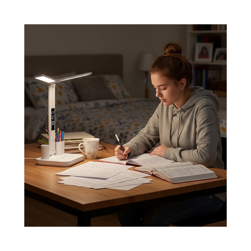 LED reguliuojamo ryškumo įkraunama stalinė lempa NOBLITE P LED/5W/5V 3000/4000/6000K 2200 mAh balta