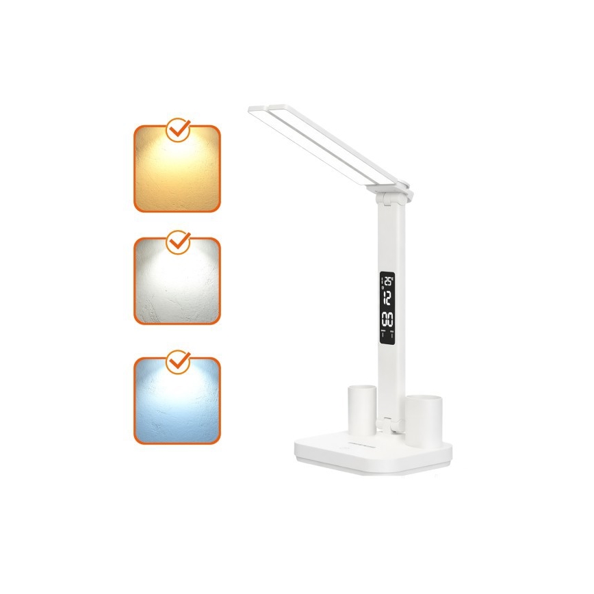 LED reguliuojamo ryškumo įkraunama stalinė lempa NOBLITE P LED/5W/5V 3000/4000/6000K 2200 mAh balta