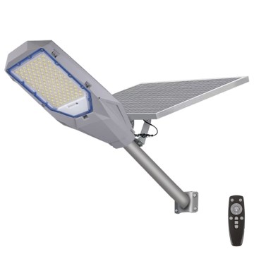 Dimeriuojama LED gatvės lempa su sumrės jutikliu ir saulės panele LED/200W/20000 mAh 6500K IP65 pilka