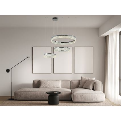 LED reguliuojamo ryškumo krištolinis šviestuvas ant troselio THALIA LED/120W/230V 3000-6000K + nuotolinis valdymas