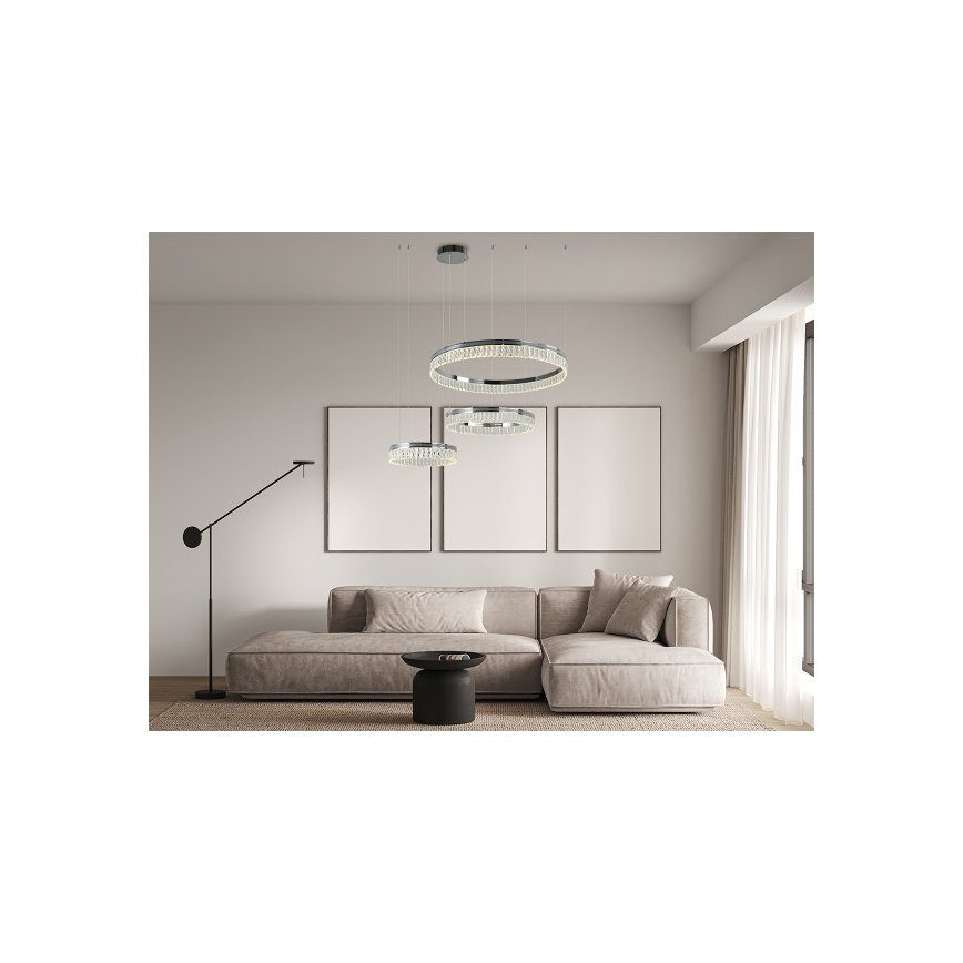 LED reguliuojamo ryškumo krištolinis šviestuvas ant troselio THALIA LED/120W/230V 3000-6000K + nuotolinis valdymas