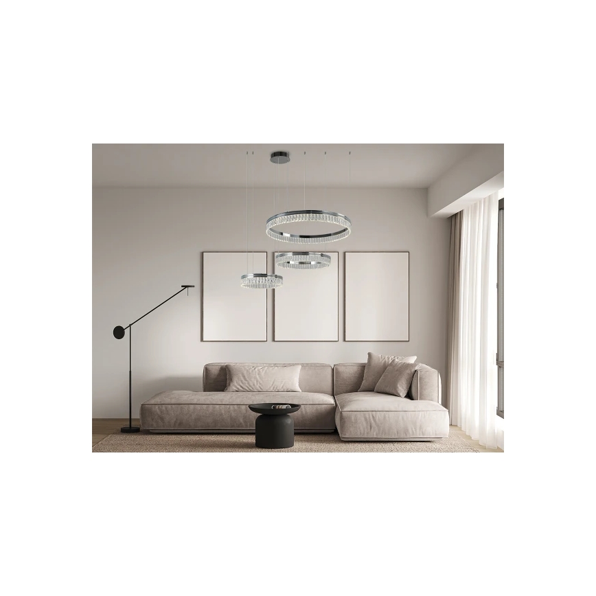 LED reguliuojamo ryškumo krištolinis šviestuvas ant troselio THALIA LED/120W/230V 3000-6000K + nuotolinis valdymas