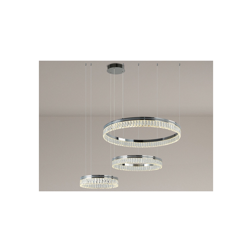 LED reguliuojamo ryškumo krištolinis šviestuvas ant troselio THALIA LED/120W/230V 3000-6000K + nuotolinis valdymas