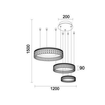 LED reguliuojamo ryškumo krištolinis šviestuvas ant troselio THALIA LED/120W/230V 3000-6000K + nuotolinis valdymas