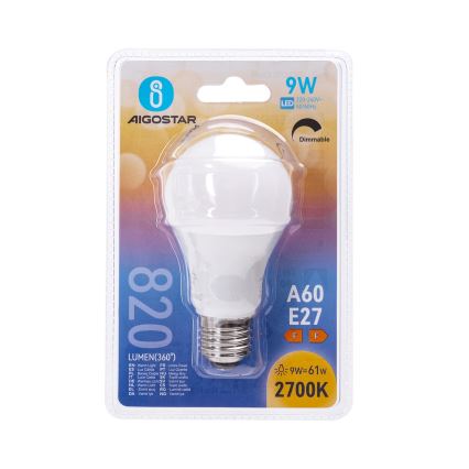 Dimeriuojama LED lemputė A60 E27/9W/230V 2700K - Aigostar