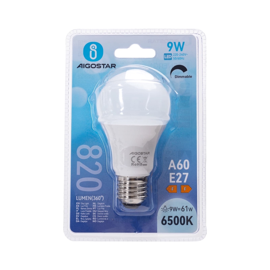 Dimeriuojama LED lemputė A60 E27/9W/230V 6500K - Aigostar