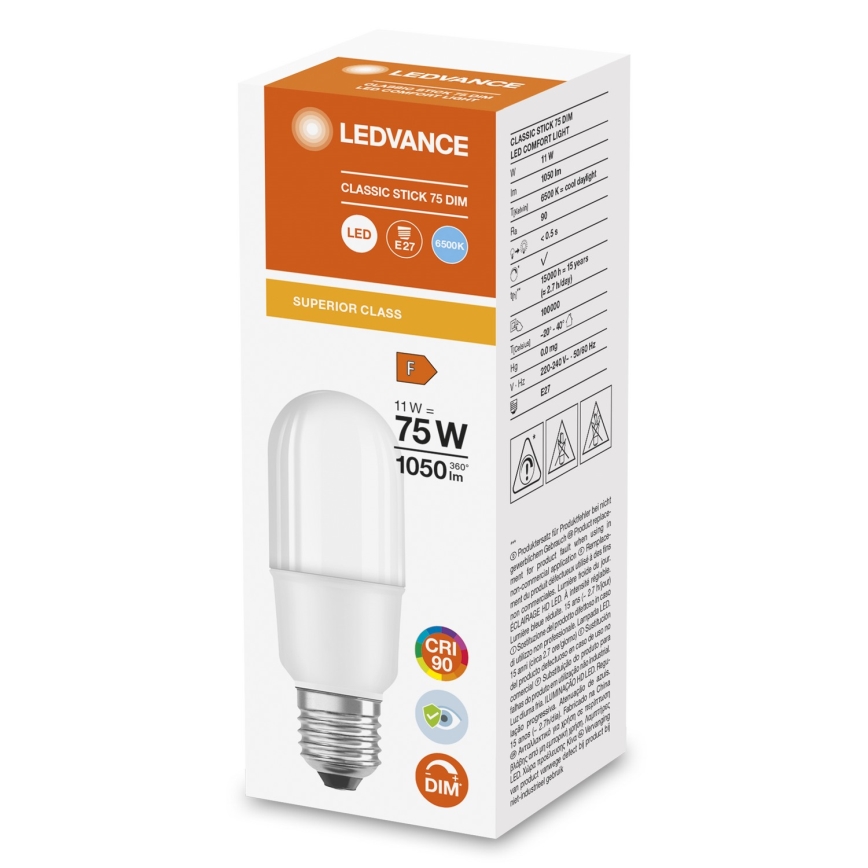 Dimeriuojama LED lemputė E27/11W/230V 6500K CRI 90 - Ledvance