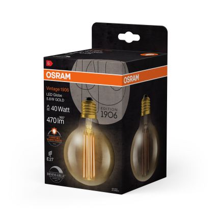 Dimeriuojama LED lemputė VINTAGE FILAMENT E27/5,8W/230V 2200K - Osram
