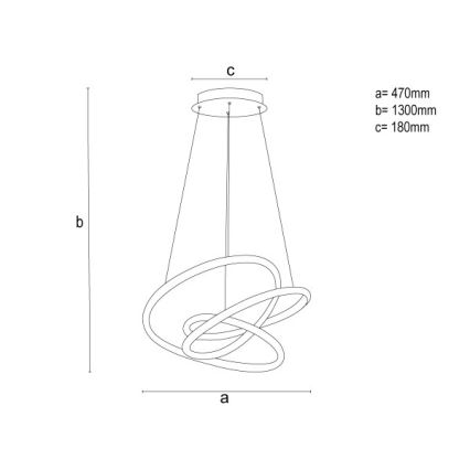 Reguliuojama liustra ant laido LED/90W/230V 3000-6500K skersmuo 47 cm + nuotolinis valdymas