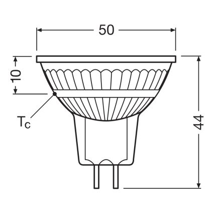 LED dimeriuojama reflektorinė lemputė MR16 GU5,3/5W/12V 4000K 36° CRI 90 - Ledvance