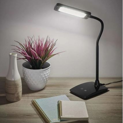 Dimeriuojama LED stalinė lempa EDDY LED/6W/230V 3000/4500/6800K juoda